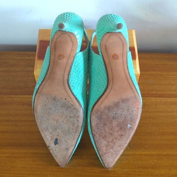 DKNY Coastal Beach Mermaid Tropical Chic Leather Snakeskin Textured Slingbacks 6 - Picture 8 of 10